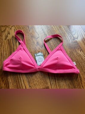 Hot Pink Ribbed Triangle Bikini Top only